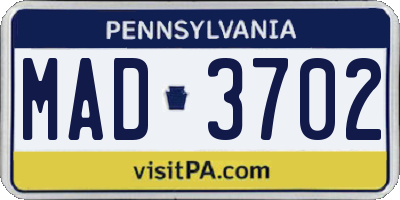 PA license plate MAD3702