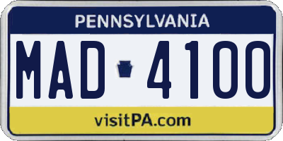 PA license plate MAD4100