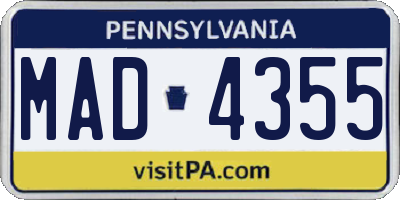 PA license plate MAD4355