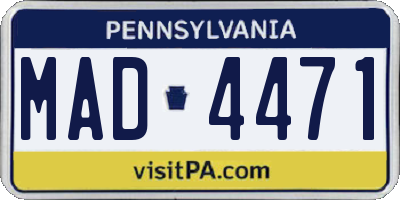 PA license plate MAD4471