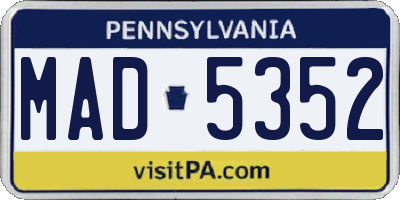 PA license plate MAD5352
