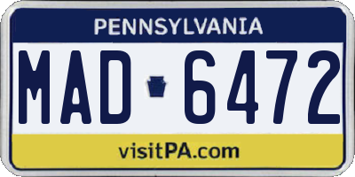 PA license plate MAD6472