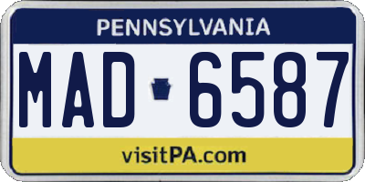 PA license plate MAD6587