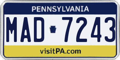 PA license plate MAD7243