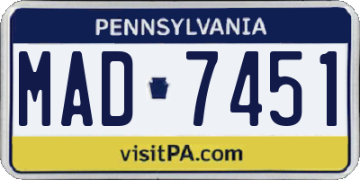 PA license plate MAD7451