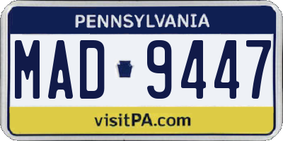 PA license plate MAD9447