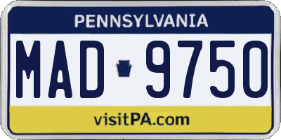 PA license plate MAD9750