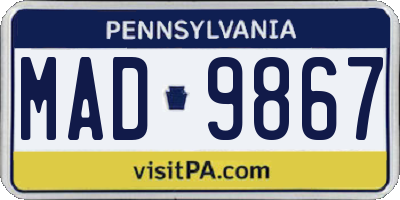 PA license plate MAD9867