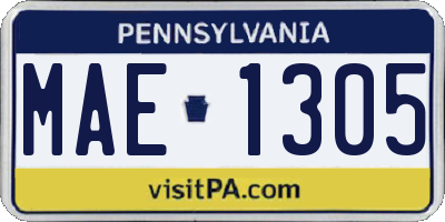 PA license plate MAE1305