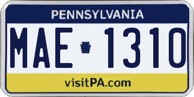 PA license plate MAE1310