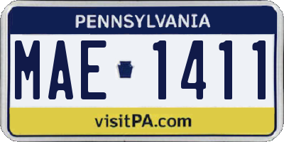 PA license plate MAE1411