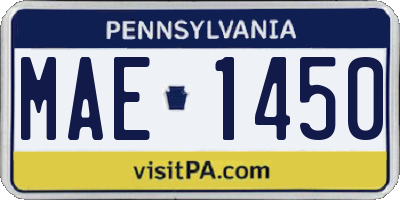 PA license plate MAE1450
