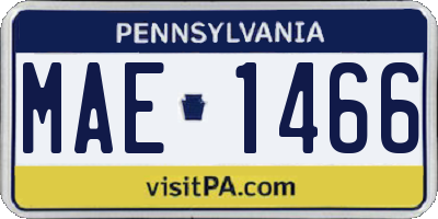 PA license plate MAE1466
