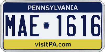 PA license plate MAE1616