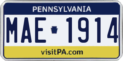 PA license plate MAE1914