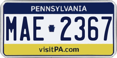 PA license plate MAE2367