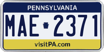 PA license plate MAE2371