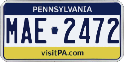 PA license plate MAE2472