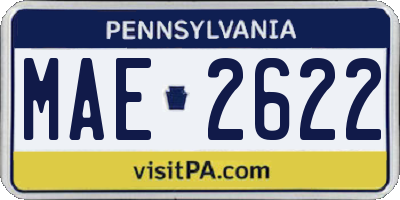 PA license plate MAE2622