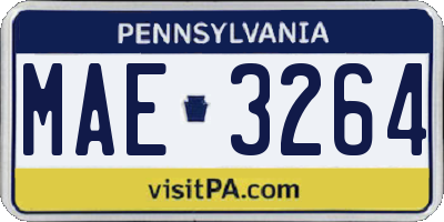 PA license plate MAE3264