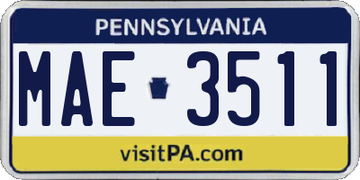 PA license plate MAE3511