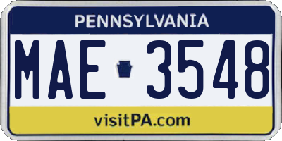 PA license plate MAE3548