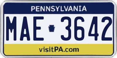 PA license plate MAE3642