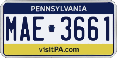 PA license plate MAE3661