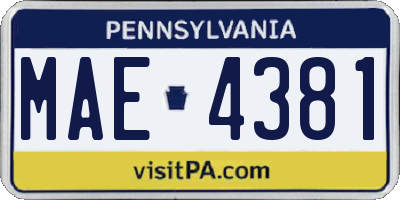 PA license plate MAE4381