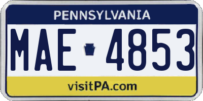 PA license plate MAE4853