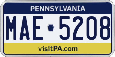 PA license plate MAE5208