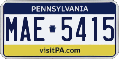 PA license plate MAE5415