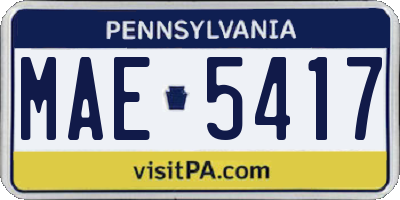 PA license plate MAE5417