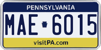 PA license plate MAE6015