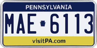PA license plate MAE6113