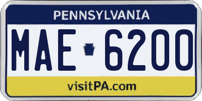 PA license plate MAE6200