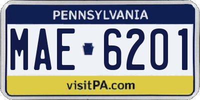 PA license plate MAE6201