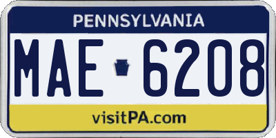 PA license plate MAE6208