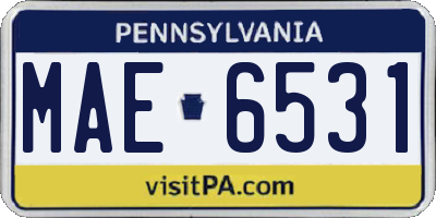 PA license plate MAE6531