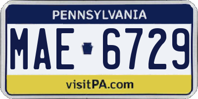 PA license plate MAE6729
