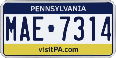 PA license plate MAE7314