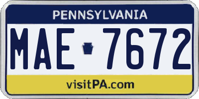 PA license plate MAE7672
