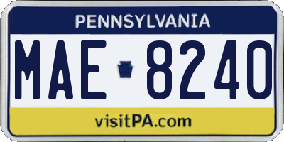PA license plate MAE8240