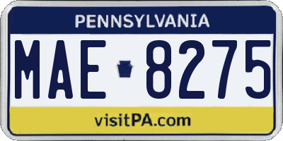 PA license plate MAE8275