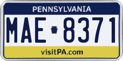 PA license plate MAE8371