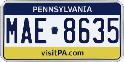 PA license plate MAE8635