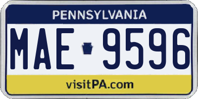 PA license plate MAE9596