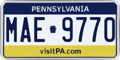 PA license plate MAE9770
