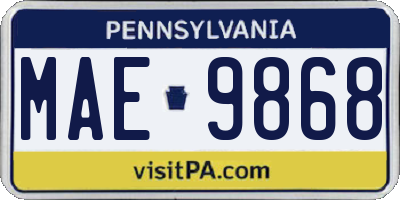 PA license plate MAE9868