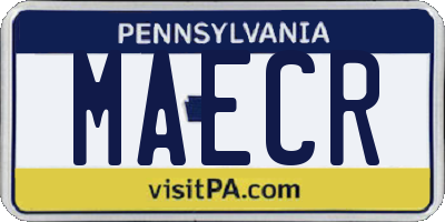 PA license plate MAECR